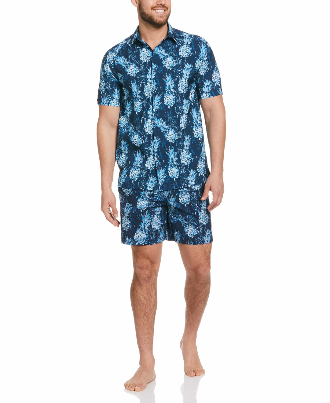 Pineapple Print Button Down Shirt (Dress Blues) 