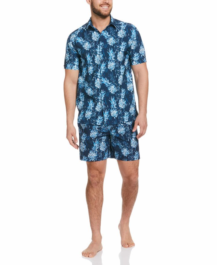 Pineapple Print Button Down Shirt (Dress Blues) 