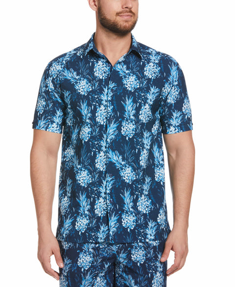 Pineapple Print Button Down Shirt (Dress Blues) 