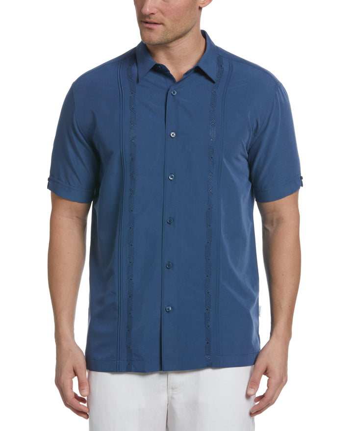 Pintuck Geo Embroidery Shirt (Dark Denim) 
