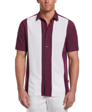 Retro Color Block Panel Shirt (Grape Wine) 