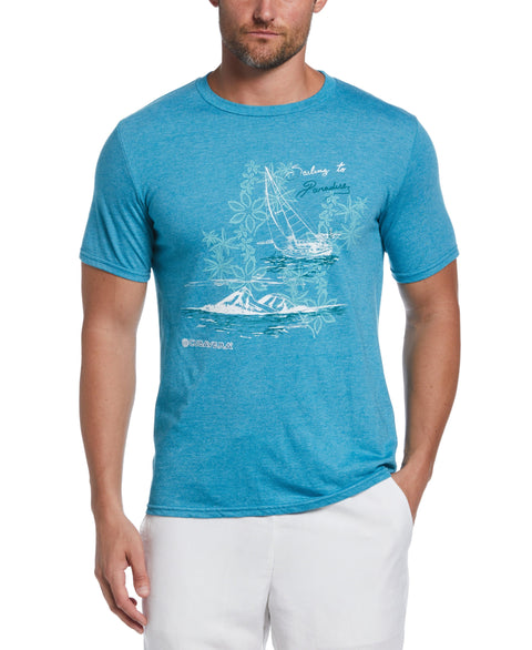 Sailing to Paradise Print Tee (Heather Galapagos Bl) 