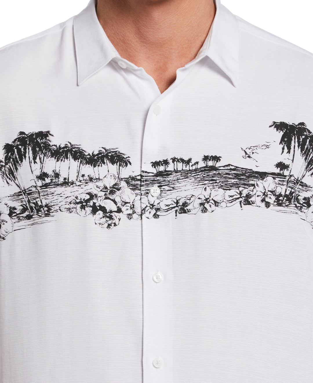 Scenic Print Textured Shirt (Brilliant White) 
