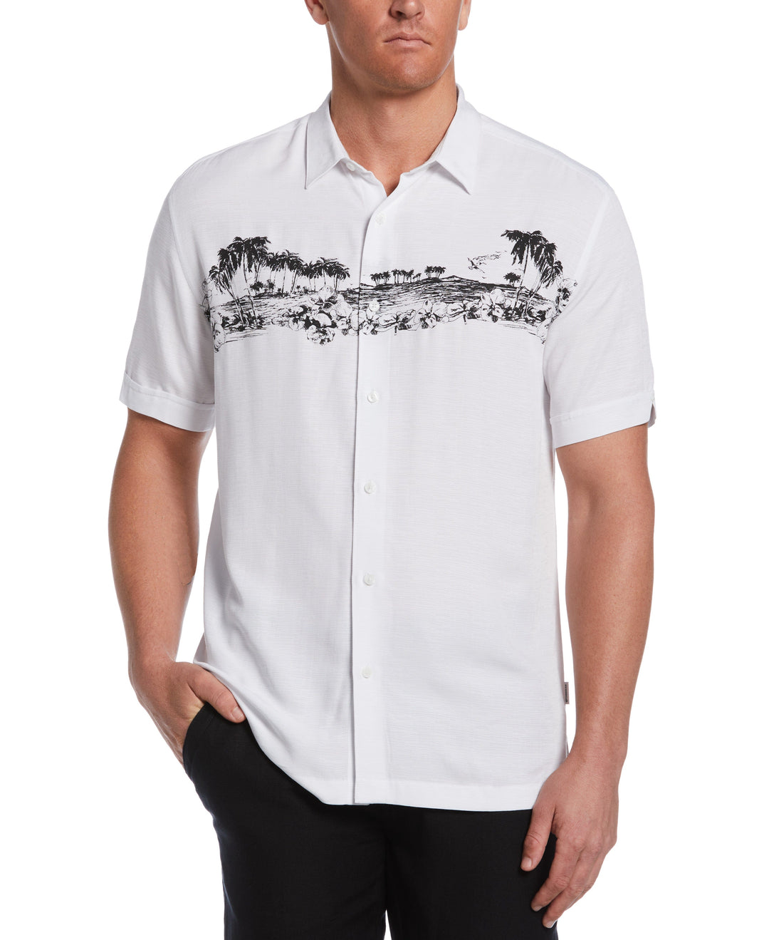 Scenic Print Textured Shirt (Brilliant White) 