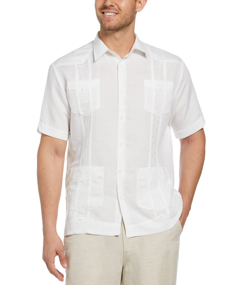 Short Sleeve Embroidered Guayabera (Bright White) 