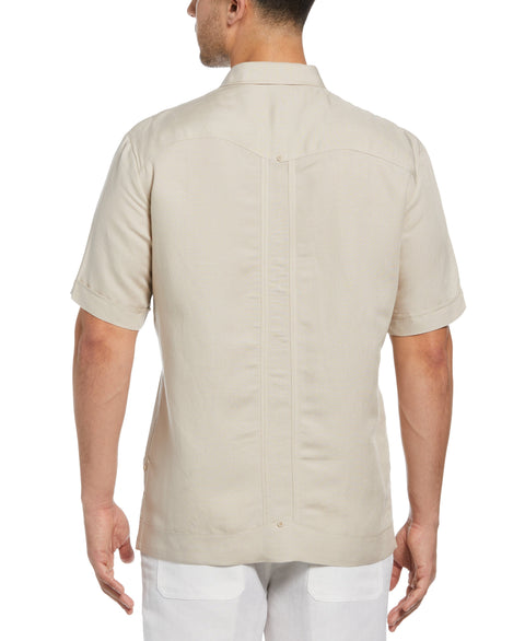 Short Sleeve Embroidered Guayabera (Natural Linen) 