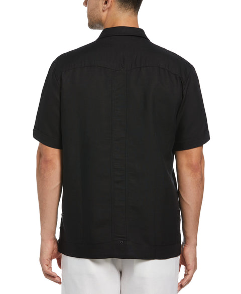 Short Sleeve Embroidered Guayabera (Jet Black) 