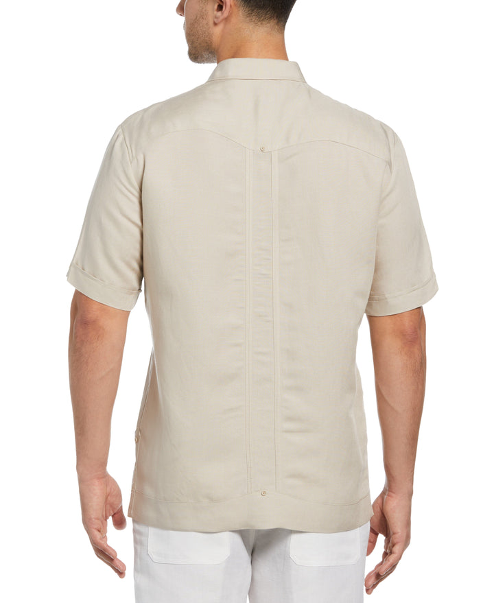 Short Sleeve Embroidered Guayabera (Natural Linen) 