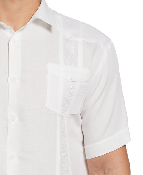 Short Sleeve Embroidered Guayabera (Bright White) 
