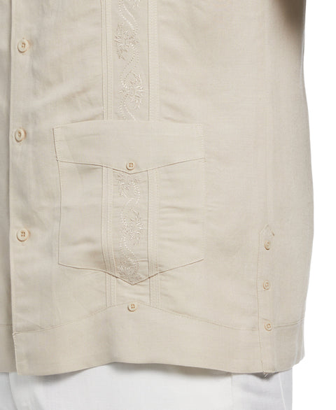 Short Sleeve Embroidered Guayabera (Natural Linen) 