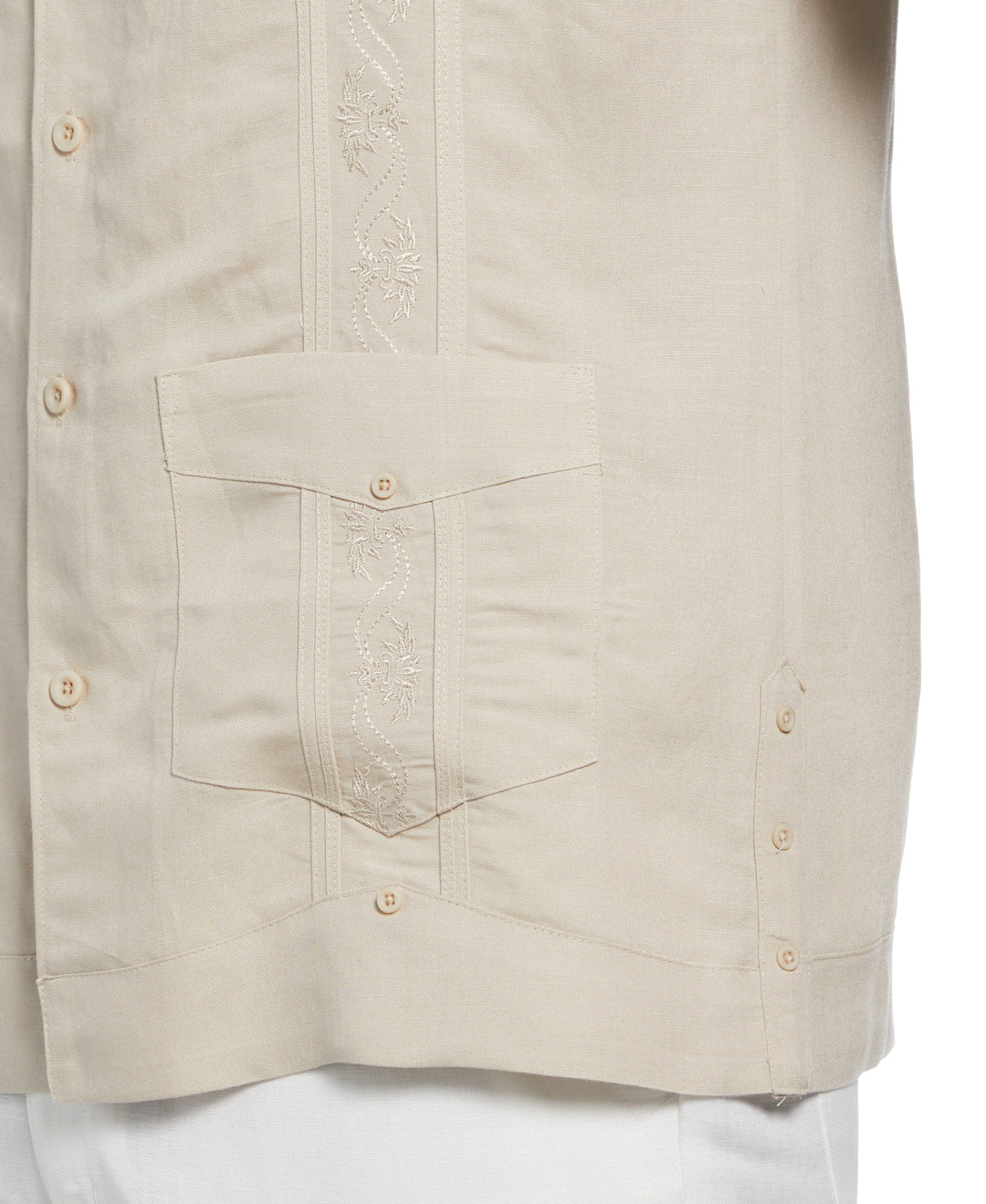 Short Sleeve Embroidered Guayabera (Natural Linen) 