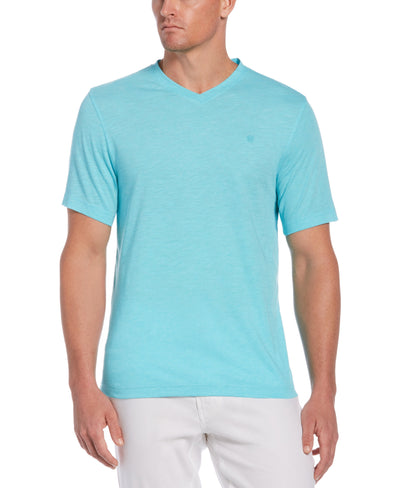 Slub V-Neck Tee-Casual Shirts-Blue Radiance-XL-Cubavera