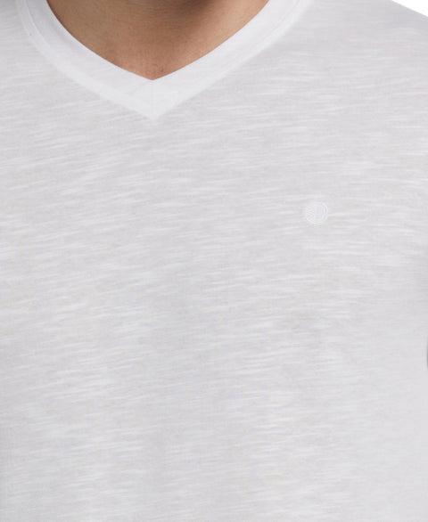 Solid Slub V-Neck Tee (Brilliant White) 