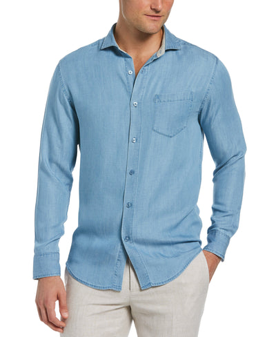 Soft Twill One Pocket Shirt-Casual Shirts-Dusk Blue-XL-Cubavera Collection