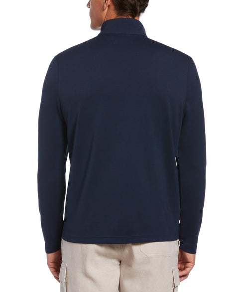 Solid Textured 1/4 Zip Pullover Sweater--Cubavera
