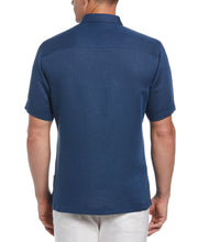 Striped Panel Double Lower Pocket Guayabera Shirt (Insignia Blue) 