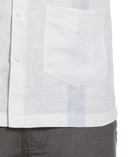 Striped Panel Double Lower Pocket Guayabera Shirt (Brilliant White) 