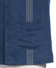 Striped Panel Double Lower Pocket Guayabera Shirt (Insignia Blue) 