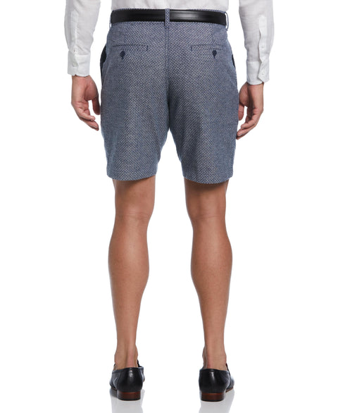 Textured Linen-Blend Flat Front Short (Dress Blues) 