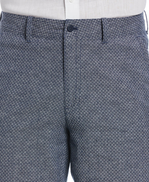 Textured Linen-Blend Flat Front Short (Dress Blues) 
