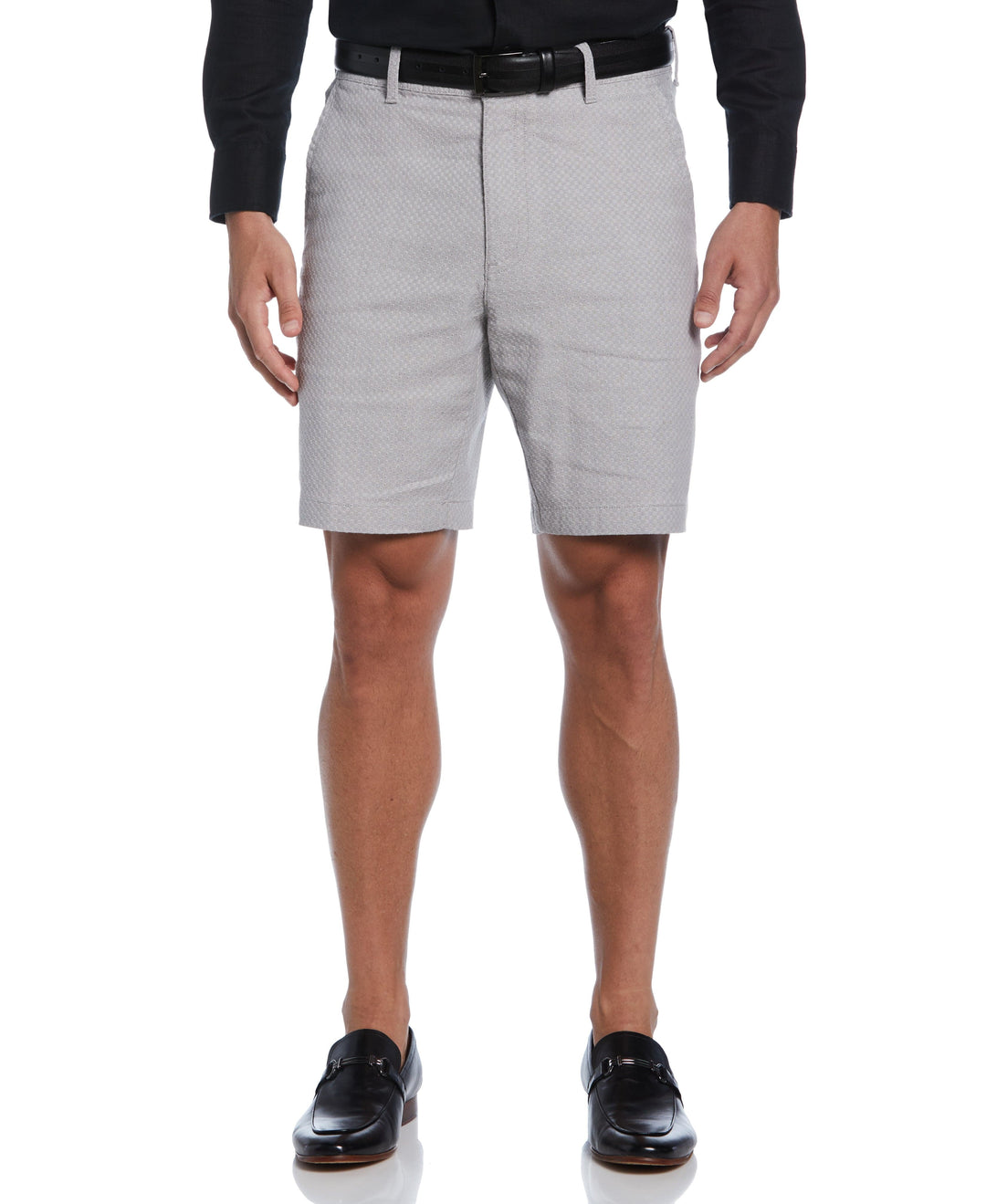 Textured Linen-Blend Flat Front Short (Sleet) 