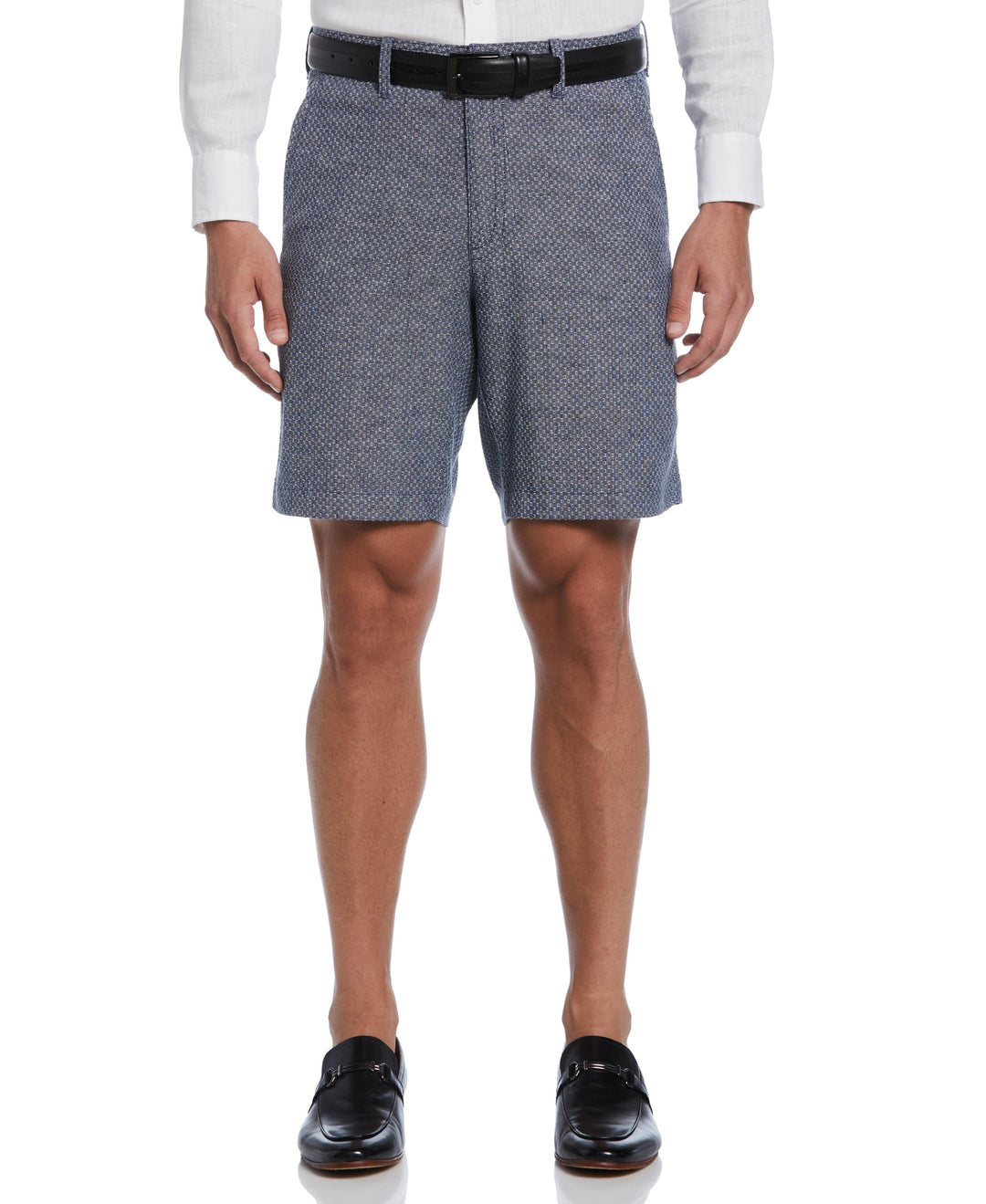Textured Linen-Blend Flat Front Short (Dress Blues) 