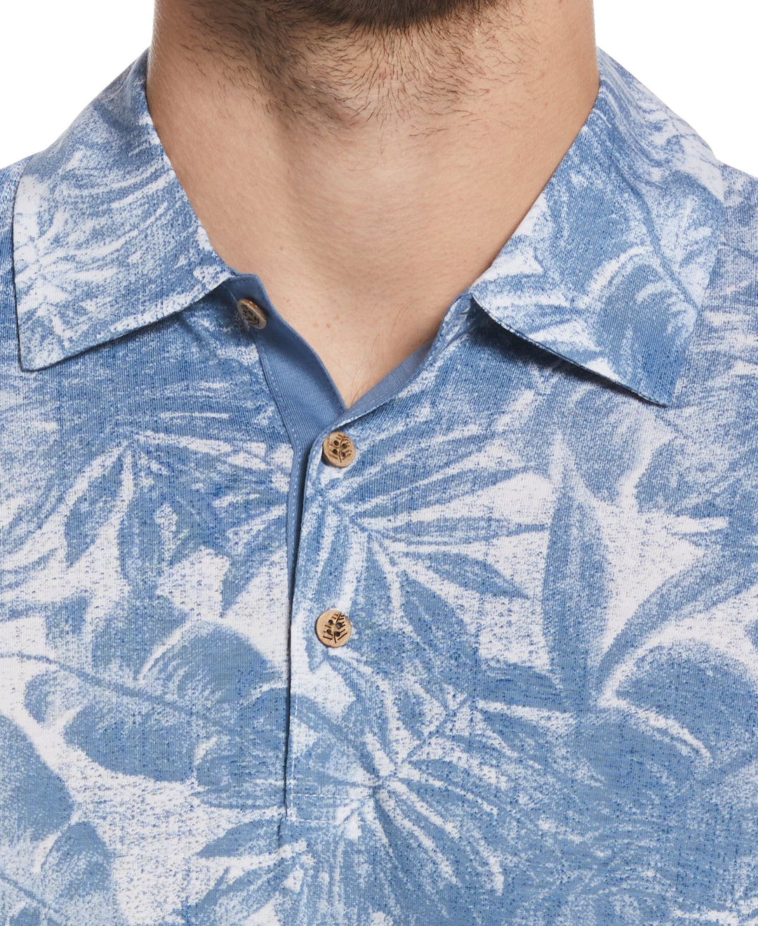 Tonal Tropical Print Polo (Federal Blue) 