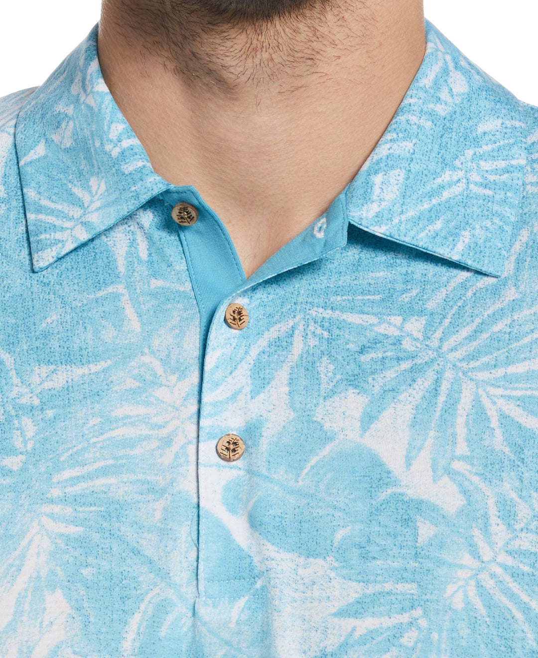 Tonal Tropical Print Polo (Maui Blue) 