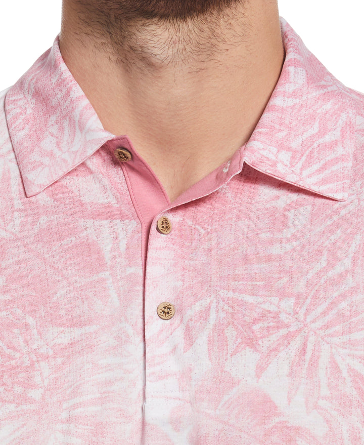 Tonal Tropical Print Polo (Wild Rose) 