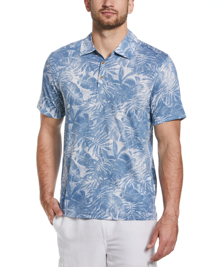 Tonal Tropical Print Polo (Federal Blue) 