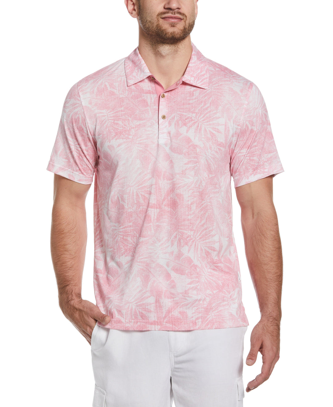 Tonal Tropical Print Polo (Wild Rose) 