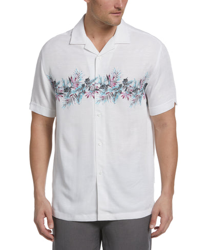 Tropical Chest Print Camp Collar Shirt (Brilliant White) 