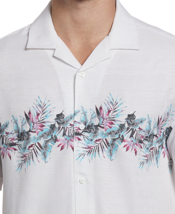 Tropical Chest Print Camp Collar Shirt (Brilliant White) 