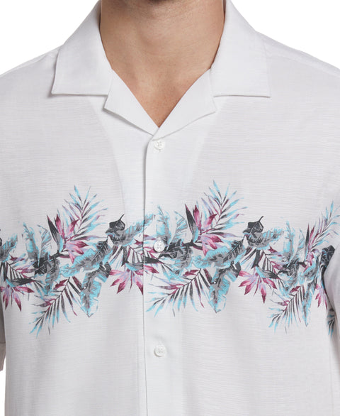 Tropical Chest Print Camp Collar Shirt (Brilliant White) 