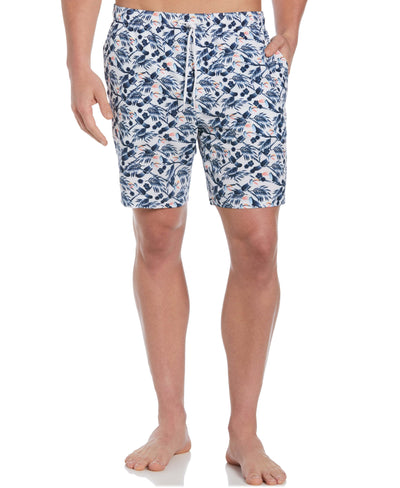 Tropical Leaf Toucan Print Swim Short-Shorts-Brilliant White-M-Cubavera