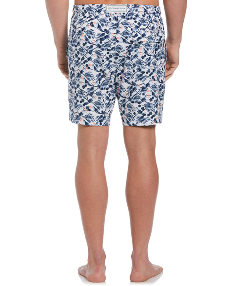 Tropical Leaf Toucan Print Swim Short-Shorts-Cubavera