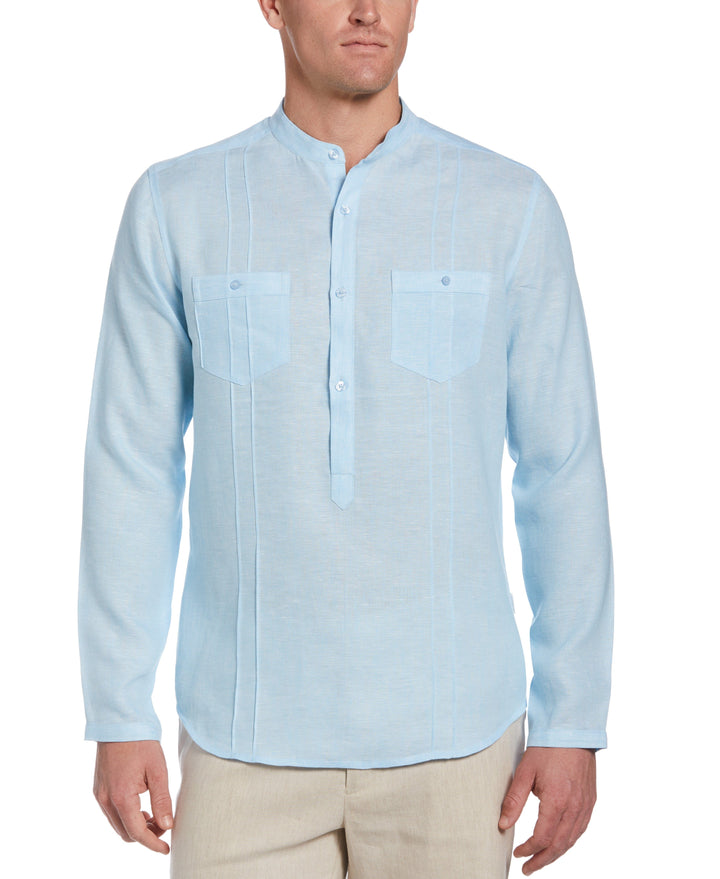 Two-Pocket Pintuck Popover Shirt (Sky Blue)