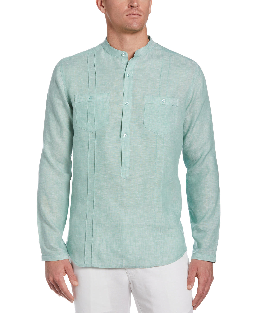 Two-Pocket Pintuck Popover Shirt (Malachite Green)