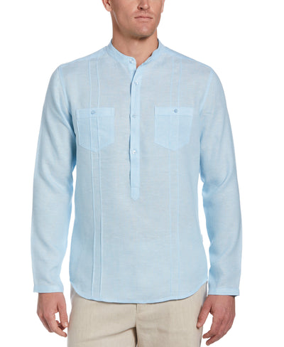 Two-Pocket Pintuck Popover Shirt-Casual Shirts-Sky Blue-XL-Cubavera