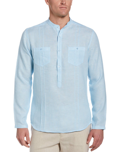 Two-Pocket Pintuck Popover Shirt-Casual Shirts-Sky Blue-XL-Cubavera