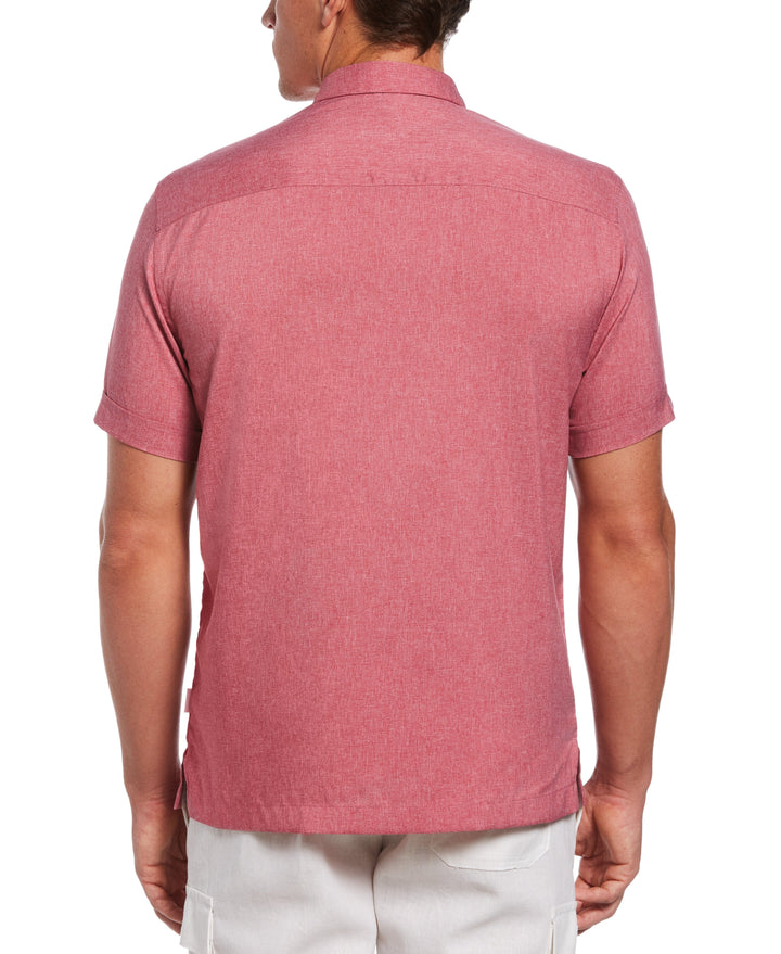 Two-Tone Cross Tuck Chambray Shirt-Casual Shirts-Cubavera