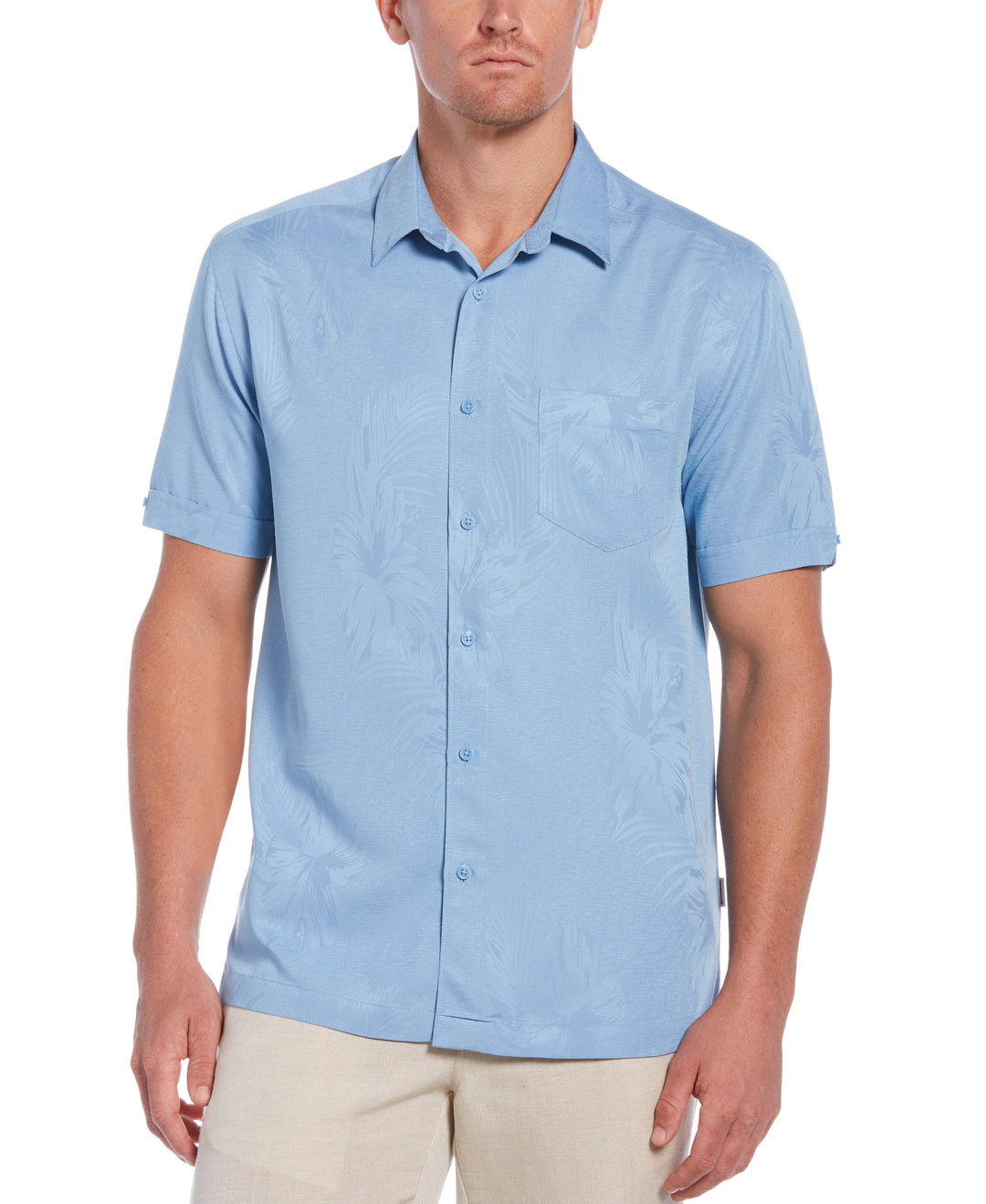 Two-Tone One Pocket Floral Print Shirt | Cubavera