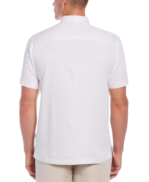 Two-Tone One Pocket Floral Print Shirt (Brilliant White) 