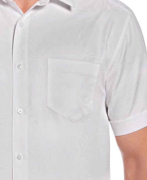 Two-Tone One Pocket Floral Print Shirt (Brilliant White) 