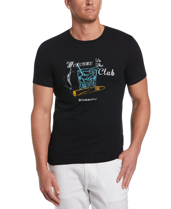 Welcome to the Club Print Tee (Deep Black) 