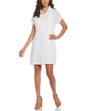 Solid Two-Pocket Linen Guayabera Dress-White-M-Cubavera