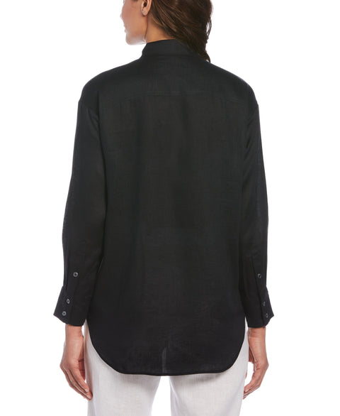Solid Yarn-Dyed Linen Blouse--Cubavera