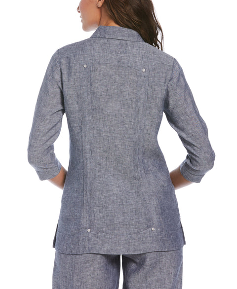 Two-Tone Linen Guayabera Shirt--Cubavera