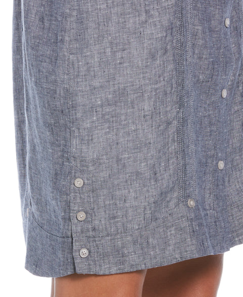 Two-Tone Two-Pocket Linen Guayabera Dress--Cubavera