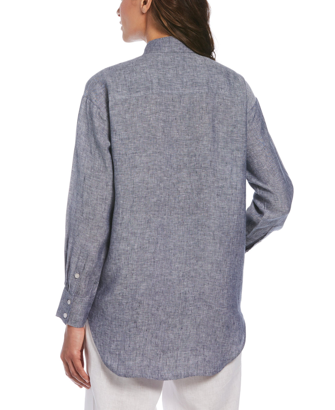 Two-Tone Yarn-Dyed Linen Blouse--Cubavera